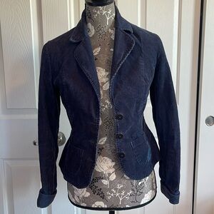 Dark Blue Corduroy Embroidered Jacket